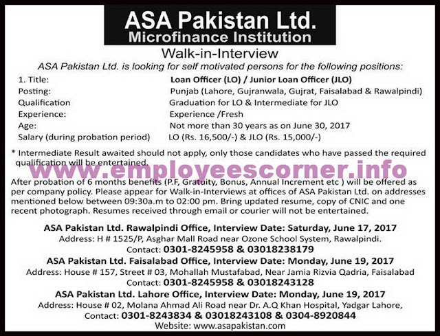  Jobs in ASA Micro Finance Institution Jobs 2017