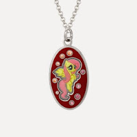 Fluttershy Silver Plated Crystal Dog Tag Pendant Necklace