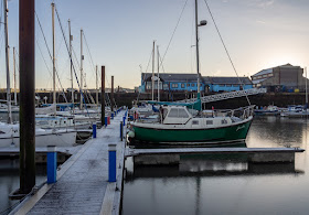 Photo of frosty pontoons at Maryport Marina on Wednesday morning