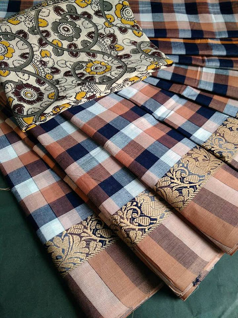 Chettinad cotton checked sarees