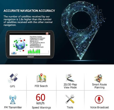 AWESAFE Touch Screen Car GPS Navigation