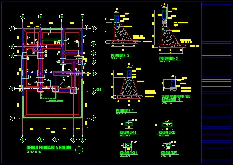 Detail pondasi  Kumpulan gambar kerja