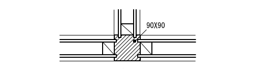 6-43-1　壁回り（木造壁の場合）T形取合い平面