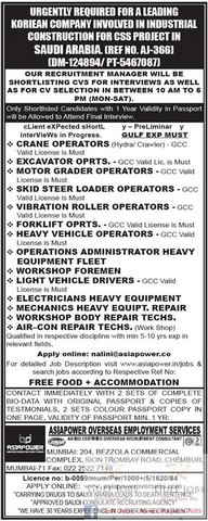 Construction company jobs for KSA