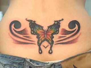 sexy girls with lower back butterfly tattoos art design