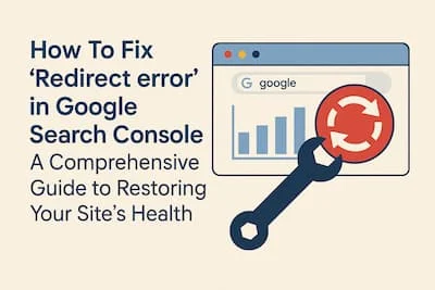 How to Resolve Redirect Errors in Google Search Console for Optimal Site Performance An illustration depicting the process of diagnosing and fixing "Redirect errors" in Google Search Console, showcasing a site audit and correction steps