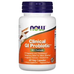 Now Foods, Clinical GI Probiotic, смесь пробиотиков для пищеварения, для людей старше 50 лет, 60 растительных капсул