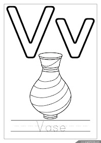 Alphabet coloring page, letter v coloring, v is for vase