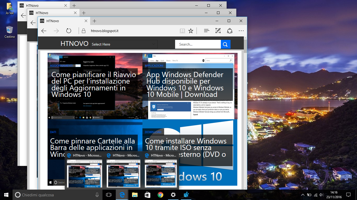 Come disattivare le Miniature di Anteprima nella Taskbar di Windows 10 HTNovo