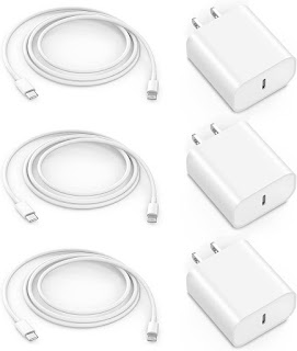 3Pack iPhone 14 13 12 11 Fast Charger,Apple MFi Certified 20W USB C Wall Charger Power Block Plug with 6.6FT Type-C to Lightning Fast Charging Data Sync Cord for iPhone14 13 12 11 Pro Max Xs Xr X 8