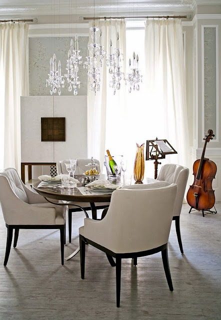 beautiful traditional white neutral dining room design