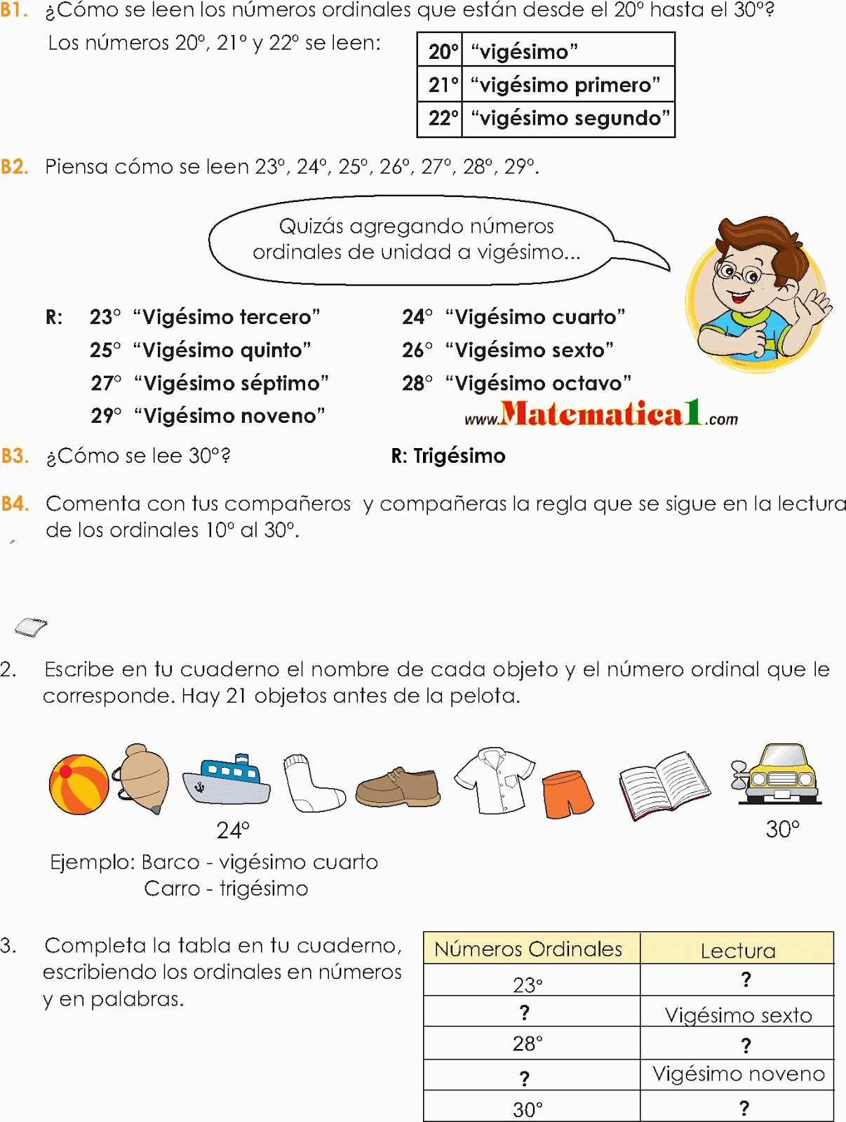 LOS N MEROS ORDINALES EJEMPLOS RESUELTOS DE TERCERO  DE 
