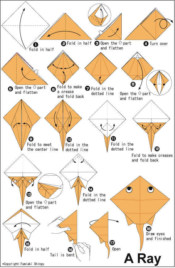 Ganbatte cara  membuat Origami  Ikan  Pari