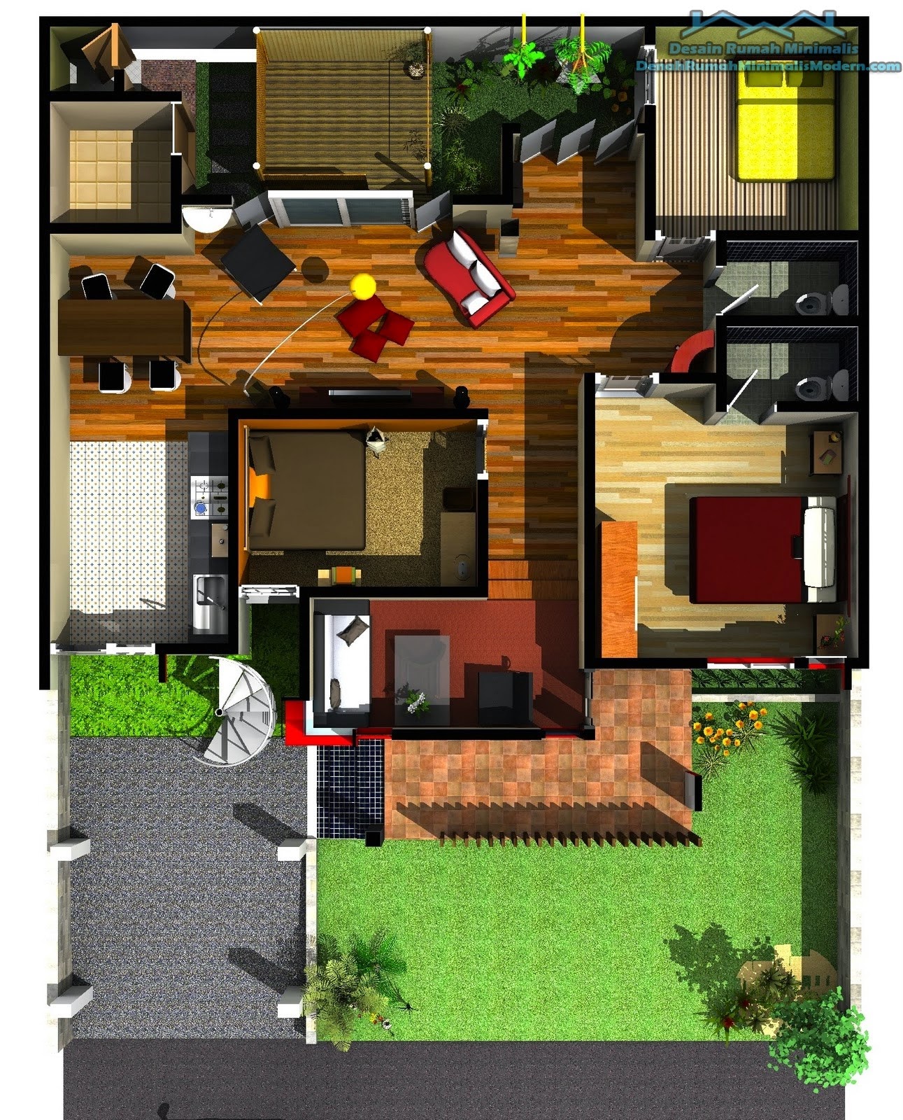 30 Rumah Minimalis 1 Lantai Dengan Taman Sisi Rumah Minimalis