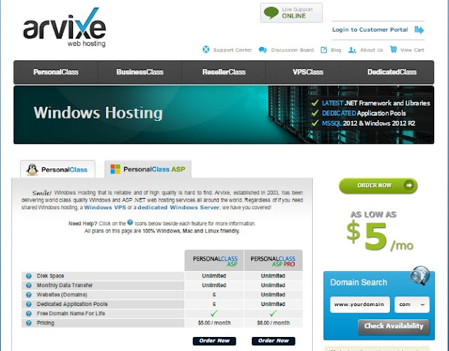 Arvixe - ASP.NET Hosting Plan