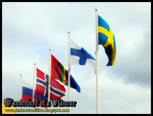 Ikea Haparanda Tornio: The flags of Sweden, Finland, Sami, Norway and Russia