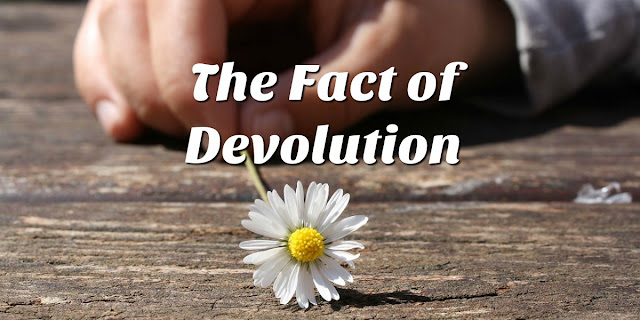 Evolution or devolution? One is a fact, one is a weak theory. This 1-minute devotion explains. #BibleLoveNotes #Bible