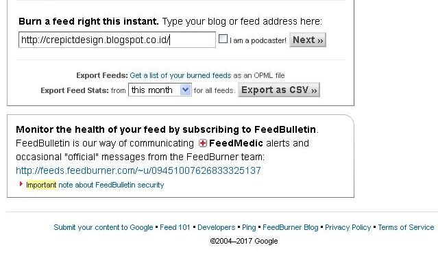 Cara Terbaru Daftarkan Blog ke RSS Feedburner