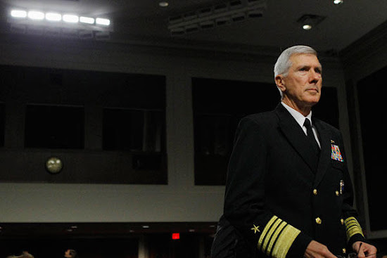 US Navy Adm. Samuel Locklear waits to testify before the Senate Armed Services Committee hearing on the US Pacific Command and US Forces Korea in review of the Defense authorization request for fiscal year 2014 in Washington Tuesday. Gary Cameron/Reuters