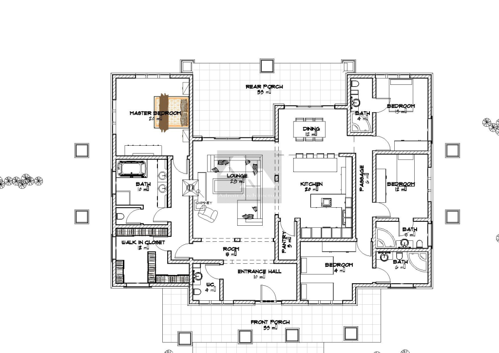MyHousePlanShop Four Bedroom Bungalow House Plan Designed 