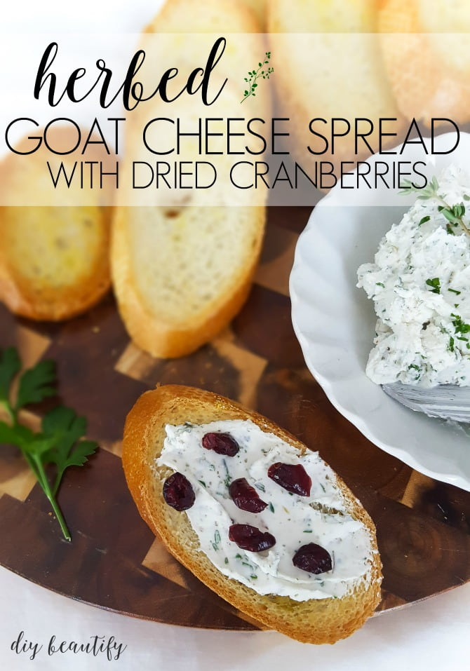 fresh herb goat cheese spread with toasted baguettes