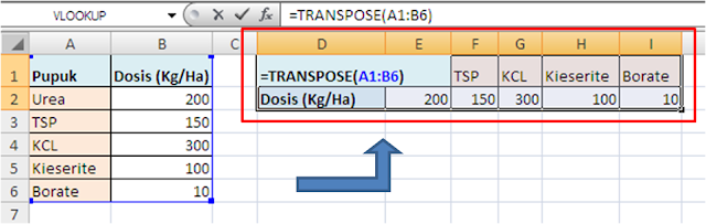 Contoh Rumus Excel Array TRANSPOSE