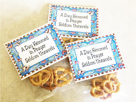 "A Day Hemmed in Prayer Seldom Unravels".  This printable bag topper is perfect for your church lesson handout on prayer.  Simply fill with pretzels and read the enclosed story for a great object lesson and take away.