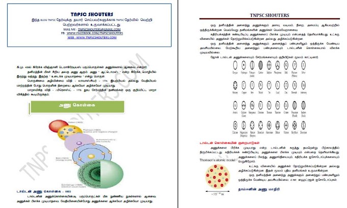 TNPSC CHEMISTRY ATOMIC STRUCTURE IMPORTANTS NOTES  அணு கொள்கை