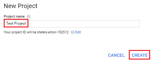 google developer console create project
