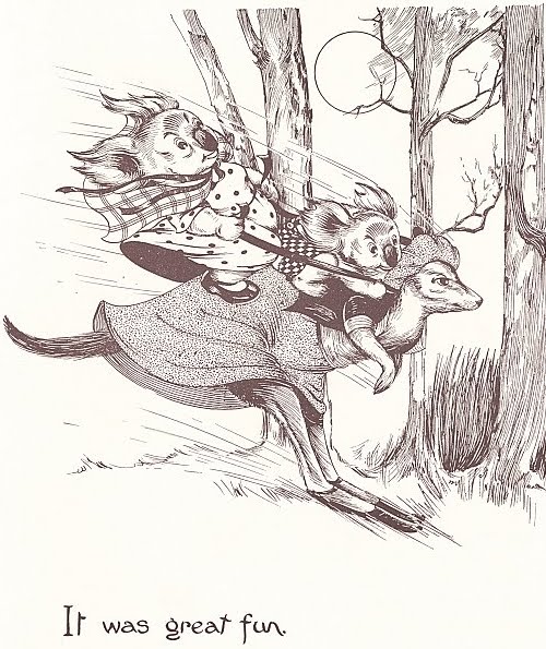 'It was great fun! - Dorothy Wall illustration (kangaroo as transport)