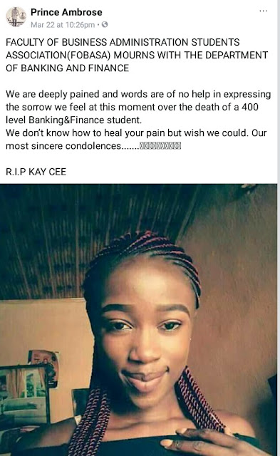 Final year Imo State University student shot dead by unknown man on her 23rd birthday (photos)