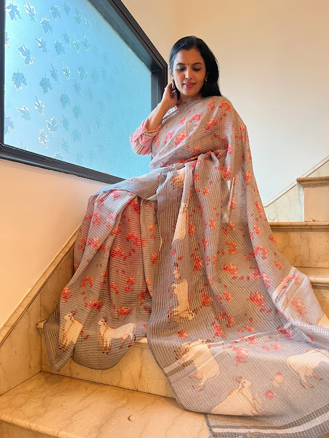 Linen pichwai saree