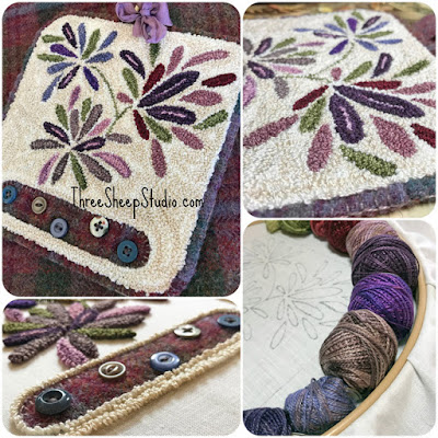 'Cleome' Punch Needle Design by Rose Clay at ThreeSheepStudio.com  , click on 'Studio/Shop'