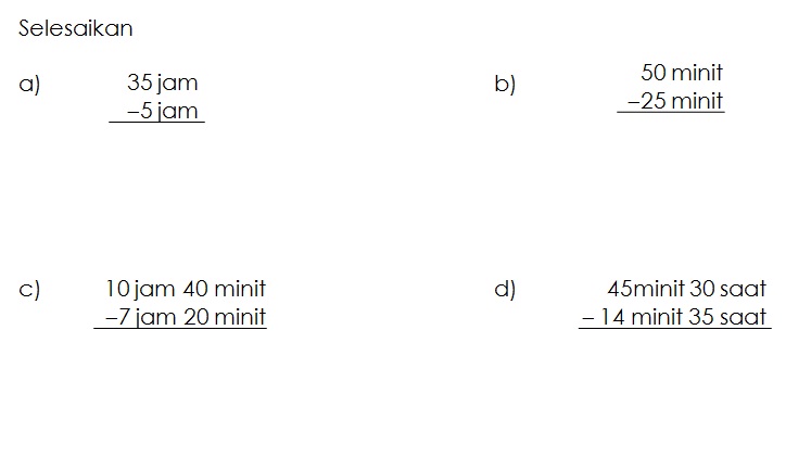 Latihan - Masa & Waktu (5)  MATEMATIK KSSR TAHUN 3