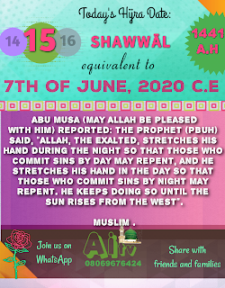 Shawwāl Calendar 15th, 1441 A.H