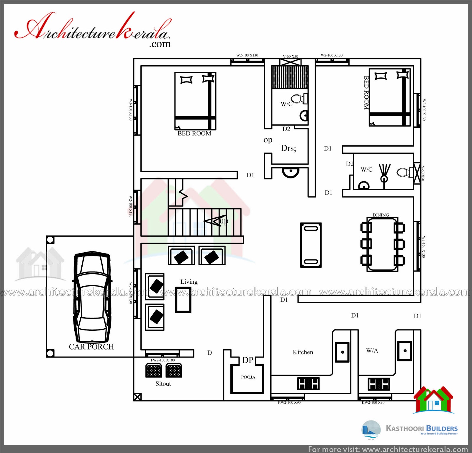  Low  Cost  3  Bedroom  Kerala  House  Plan  with Elevation Free 