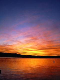 sunset with blues oranges and reds