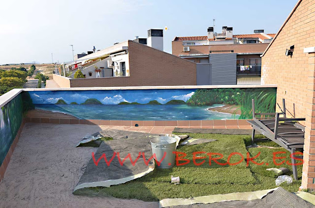 Pintura mural en terraza