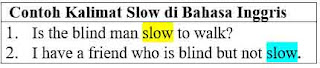 25 contoh kalimat dengan kata Slow di Bahasa Inggris