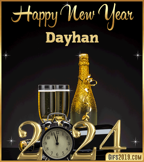 Champagne Bottles Glasses New Year 2024 gif for Dayhan