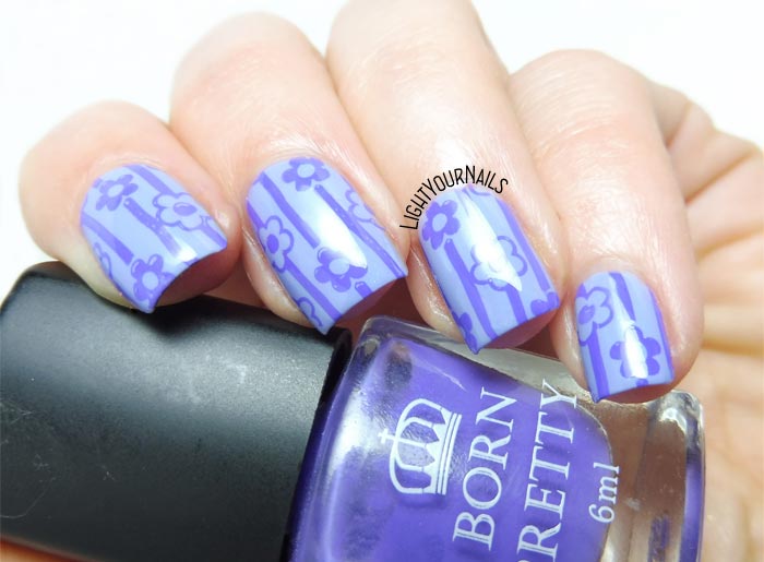 Nail art lilla viola pastello righe e fiori lilac pastel #stamping #nailart #nails #unghie #lightyournails