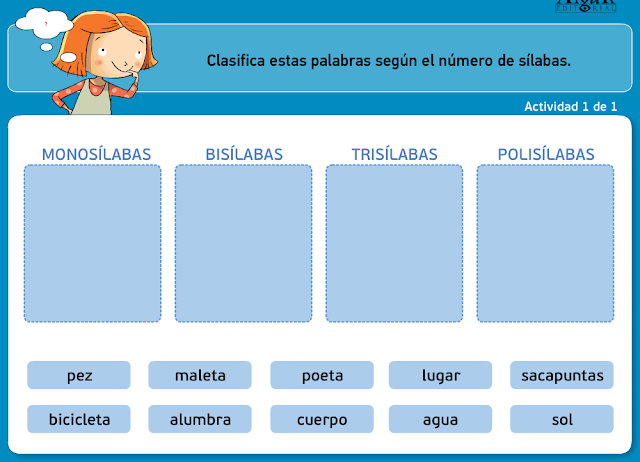 Resultado de imagen de clasificar por silabas juego