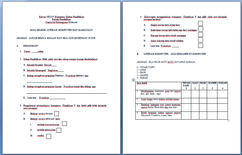 Contoh Soalan Soal Selidik Kajian - Malacca w