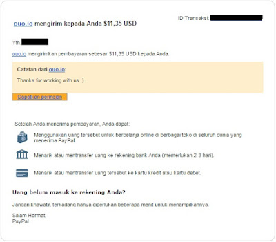 Bukti Pembayaran dari Ouo.io Terbaru, Pertama dan Update