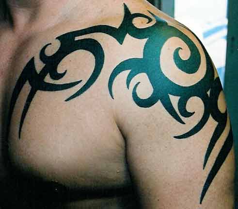 japanese black tribal tattoo on the right arm for japanese arm tattoo