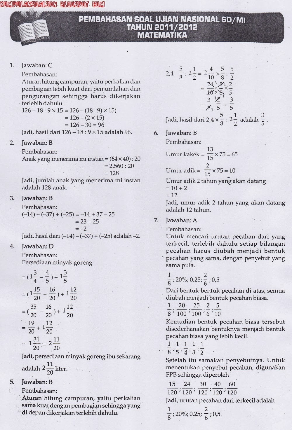  Keliru Satunya dari BING Membahas perihal Soal Soal matematika kls 6 uas ganjil 2013 2014 ok