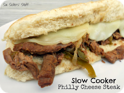 healthy sandwich steak recipes
 on Slow Cooker Philly Cheese Steak Sandwiches | Six Sisters' Stuff