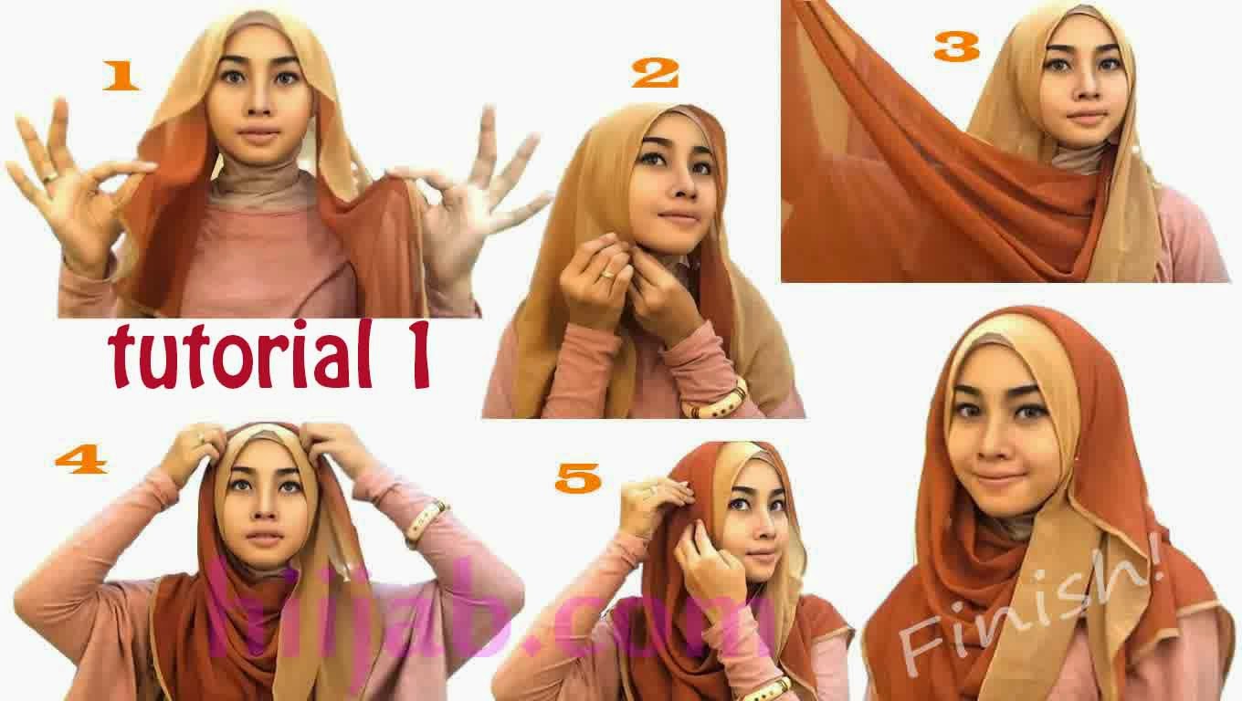 30 Gambar Menarik Tutorial Hijab Segi Empat Double Terupdate