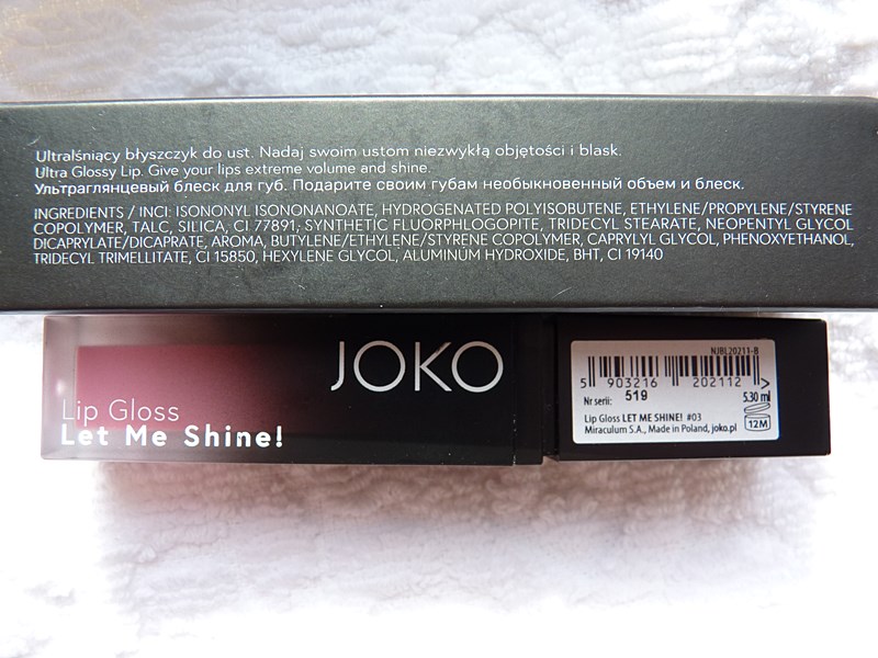 JOKO Lipgloss Let me shine inci ingredients