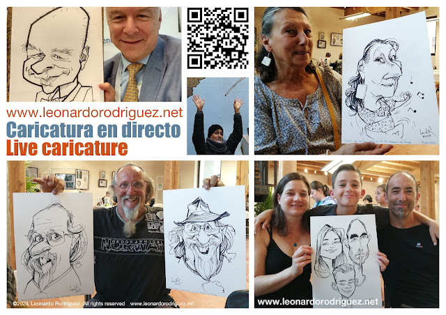 Fotos de caricaturas en vivo con gente sonriendo